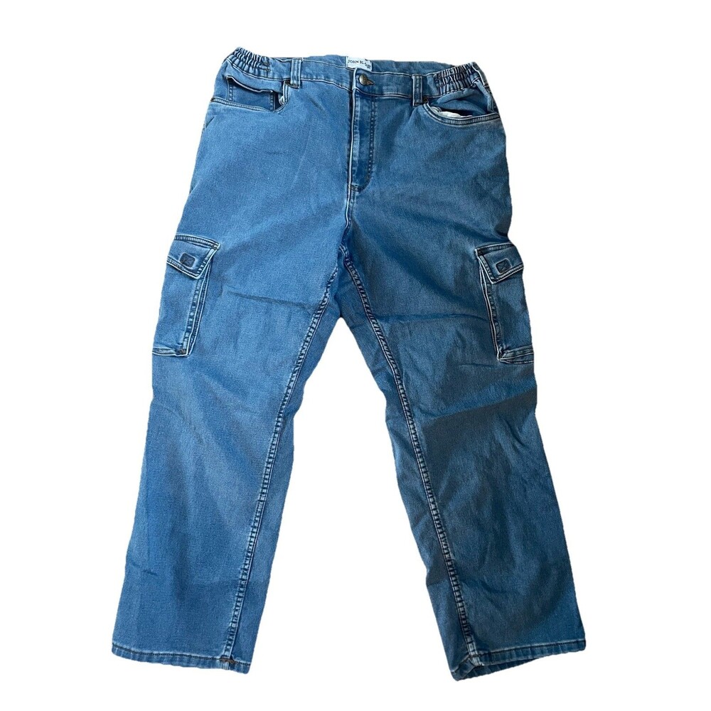 John Blair Light Wash Stretch Denim Blue Carpenter Jeans Size L